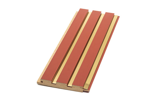 Panou Riflaj Decorativ Mdf, Portocaliu Rosiatic & Auriu