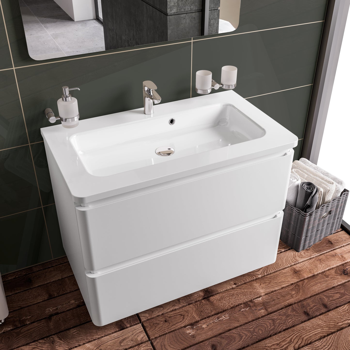 Mobilier de baie suspendat Accent alb