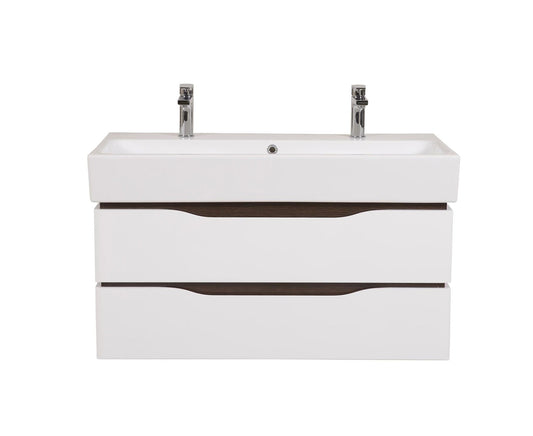Mobilier de baie  suspendat  Venice , Alb+Wenge (Pinto 2 baterii)