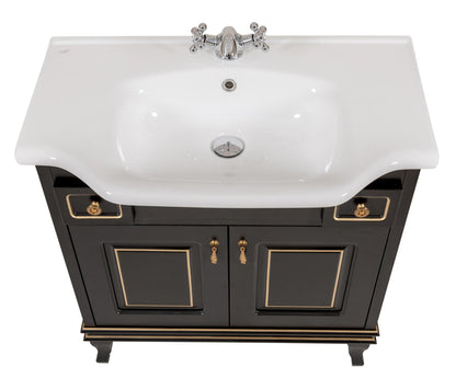 Mobilier de baie pe pardoseală Beatrice negru+auriu