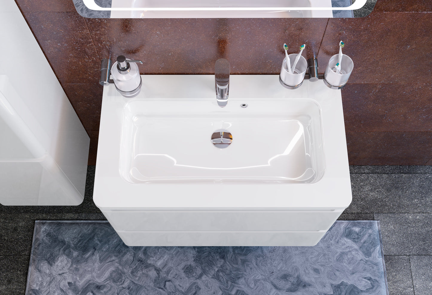 Mobilier de baie suspendat Accent alb