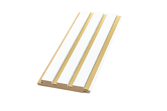 Riflaj Decorativ Mdf Wood, Alb & Auriu