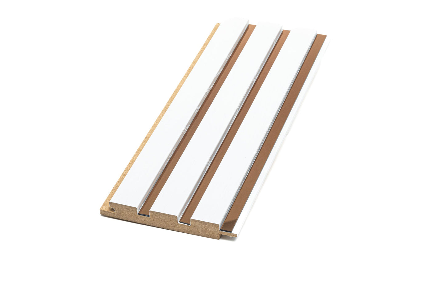 Panou Riflaj Decorativ Mdf Wood, Alb & Cupru