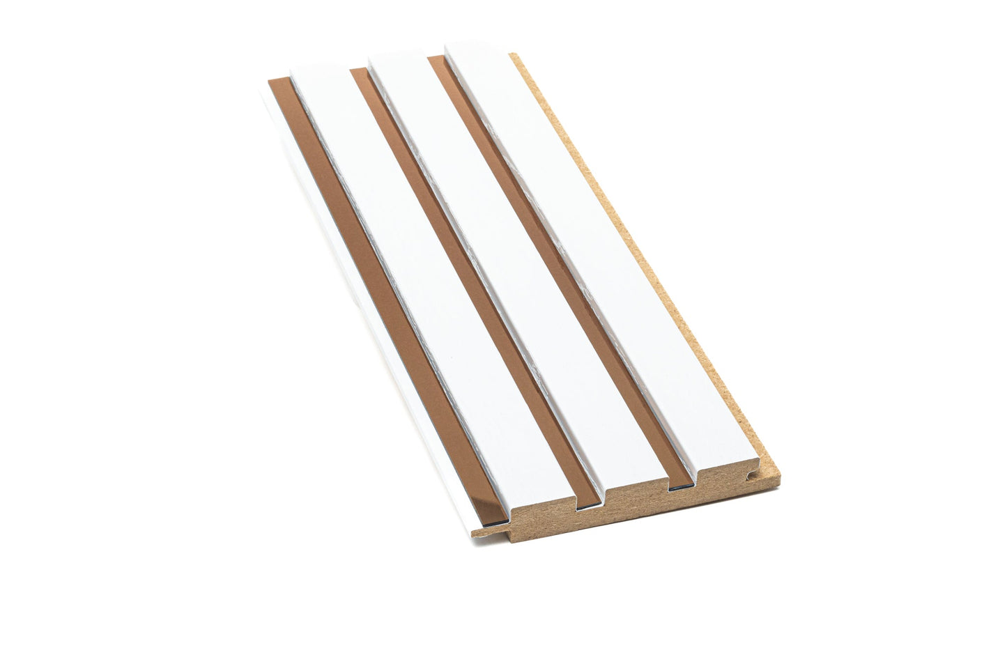 Panou Riflaj Decorativ Mdf Wood, Alb & Cupru