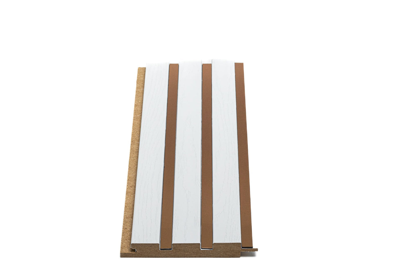 Panou Riflaj Decorativ Mdf Wood, Alb & Cupru