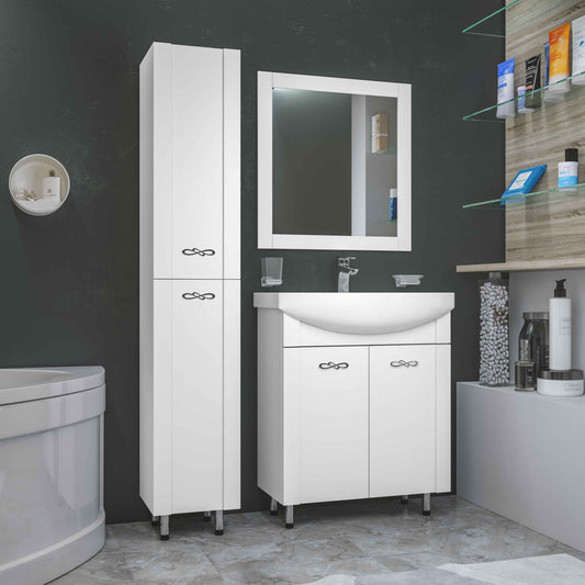 Mobilier de baie pe pardoseală Anita, Alb
