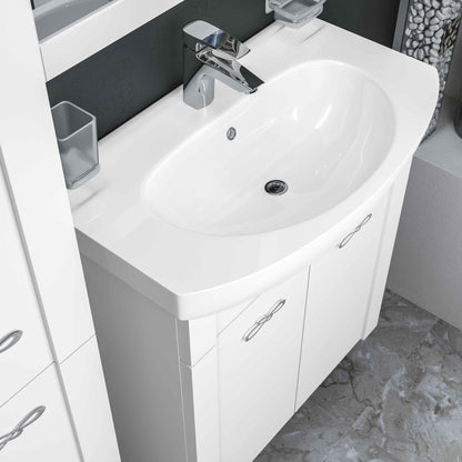 Mobilier de baie pe pardoseală Anita, Alb