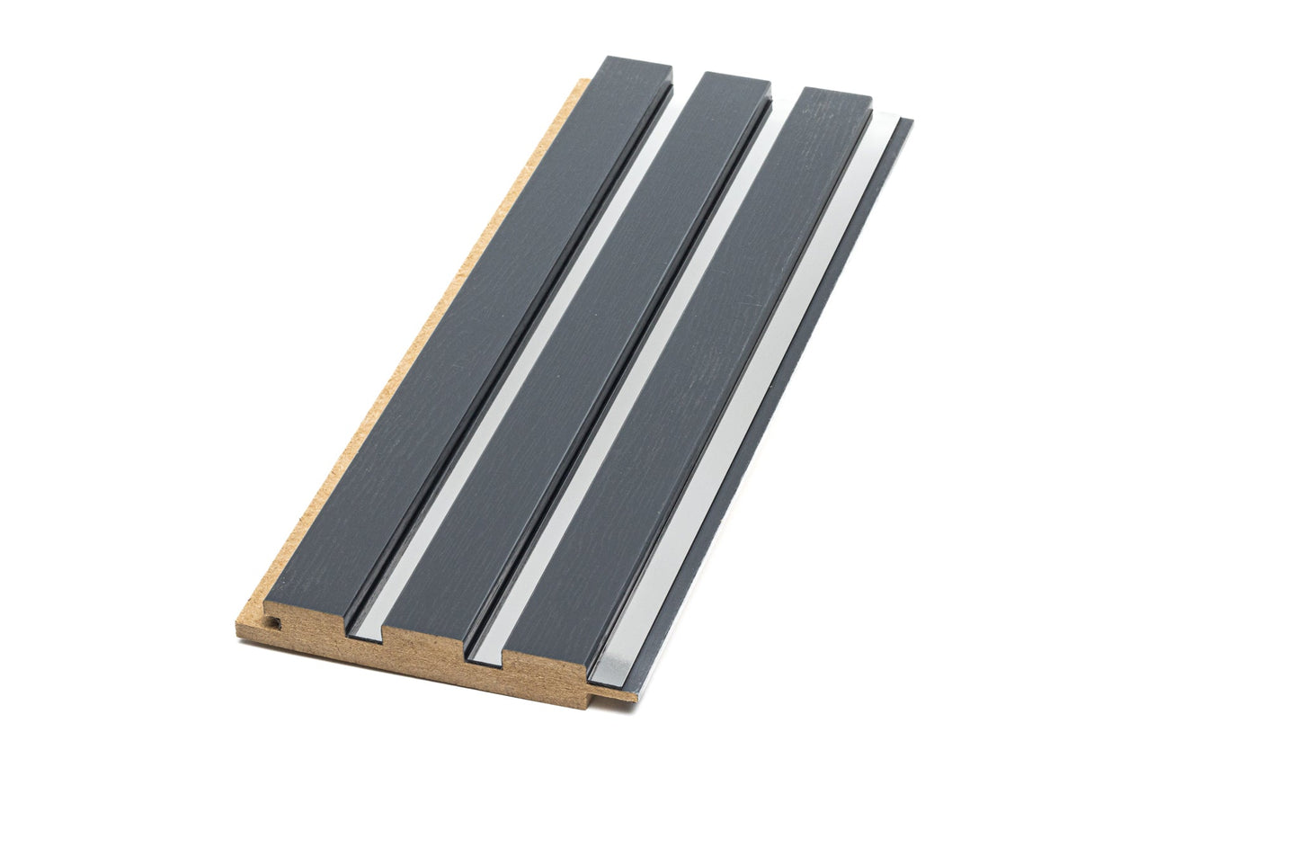 Panou Riflaj Decorativ Mdf Wood, Antracit & Argintiu