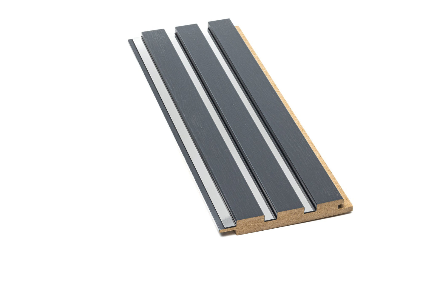 Panou Riflaj Decorativ Mdf Wood, Antracit & Argintiu