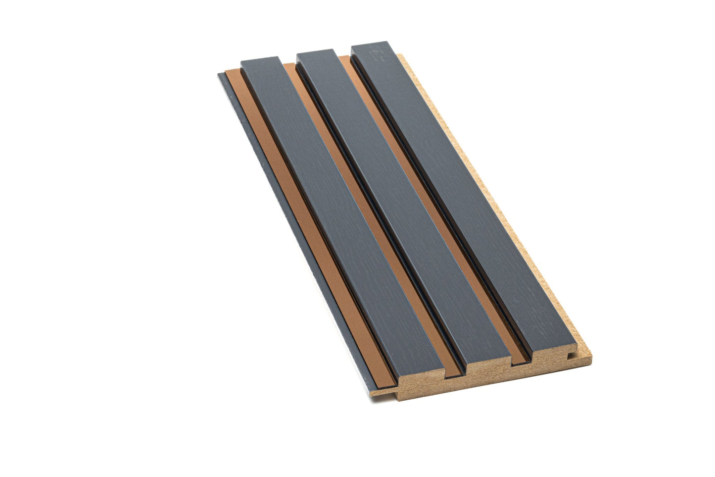Panou Riflaj Decorativ Mdf Wood, Antracit & Cupru