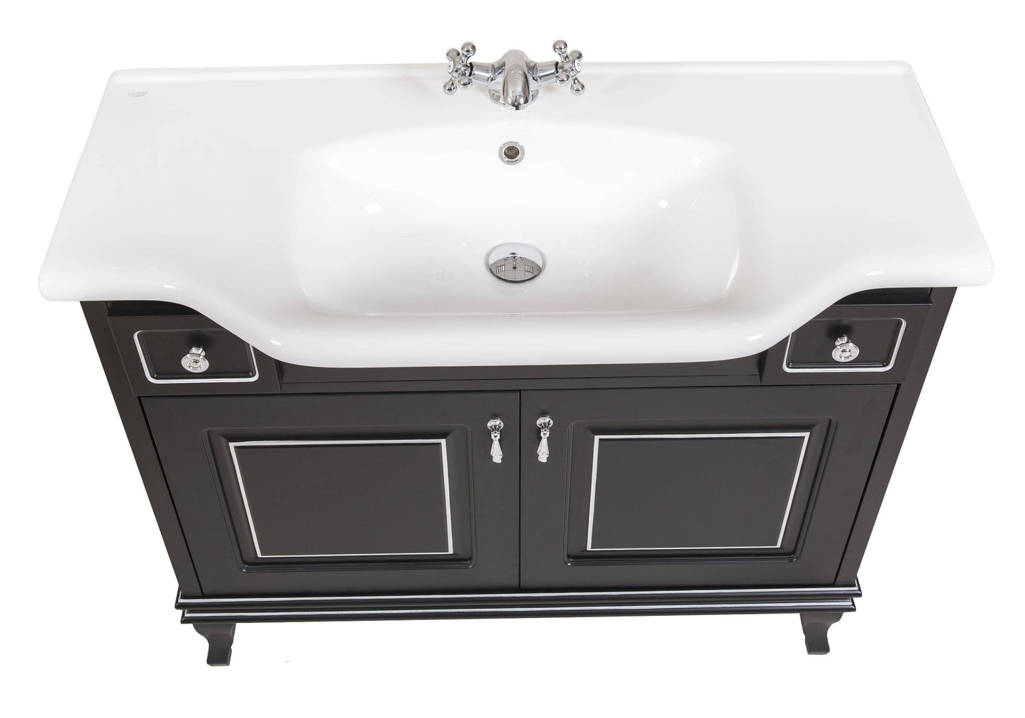 Mobilier de baie pe pardoseală Beatrice negru+crom