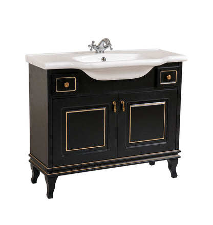 Mobilier de baie pe pardoseală Beatrice negru+auriu