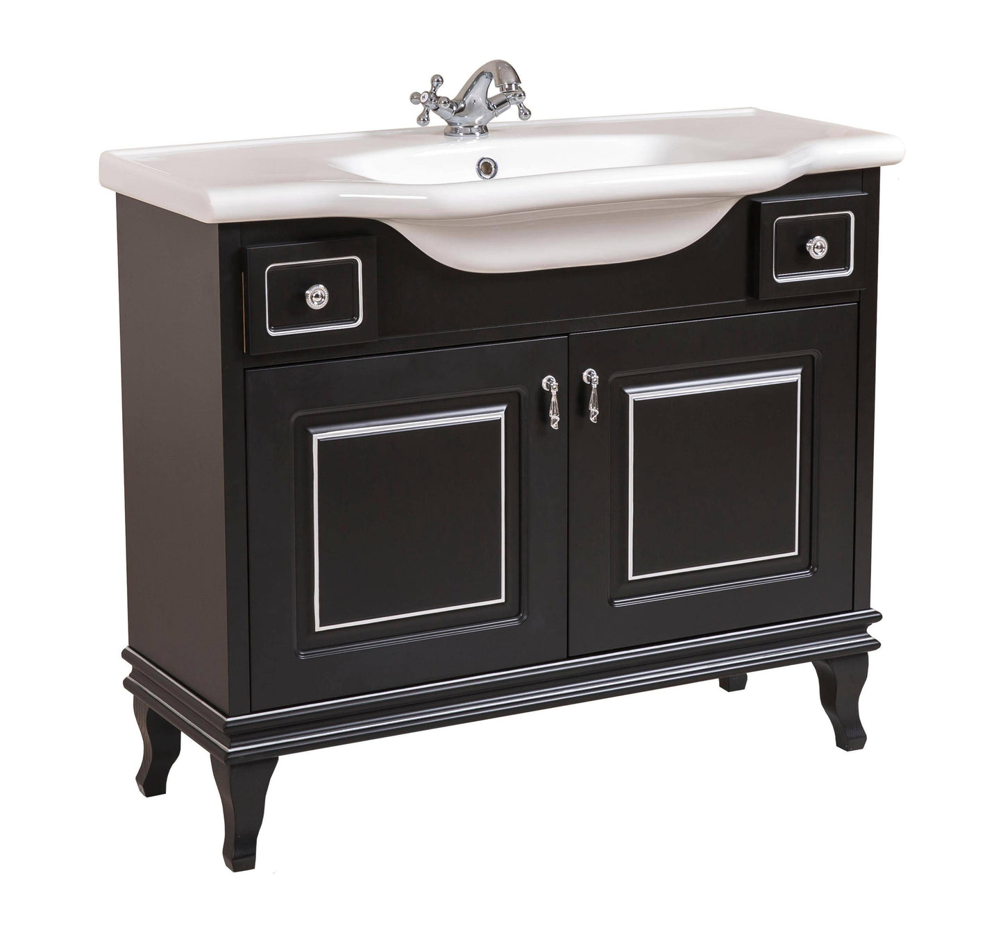 Mobilier de baie pe pardoseală Beatrice negru+crom