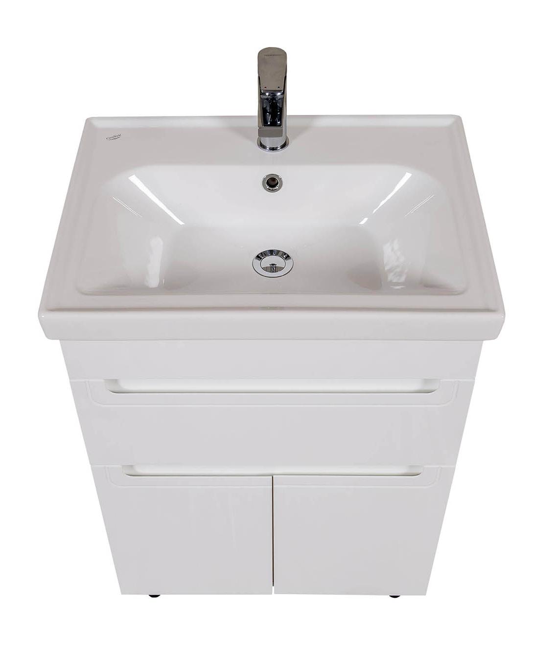 Mobilier de baie pe pardoseală Omega, Alb