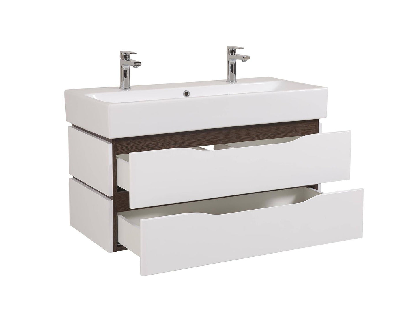 Mobilier de baie  suspendat  Venice , Alb+Wenge (Pinto 2 baterii)