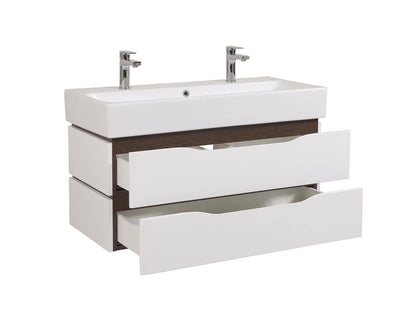 Mobilier de baie  suspendat  Venice , Alb+Wenge (Pinto 2 baterii)