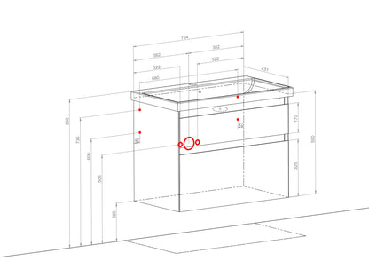 Mobilier de baie suspendat Elite, Alb Mat