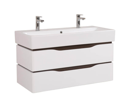 Mobilier de baie  suspendat  Venice , Alb+Wenge (Pinto 2 baterii)