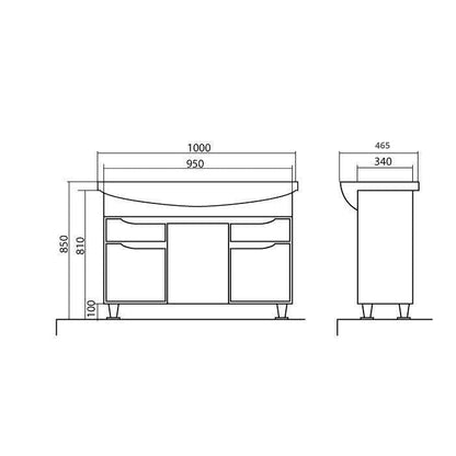 Mobilier de baie pe pardoseală Rodors, Alb