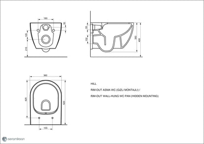 Vas WC suspendat Hill + Capac WC soft close