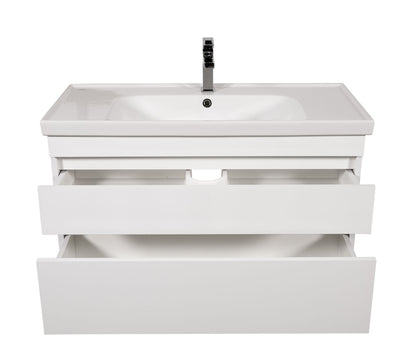 Mobilier de baie suspendat Vintage, Alb lucios