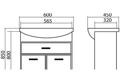 Mobilier de baie pe pardoseală cu sertar Decor, Alb