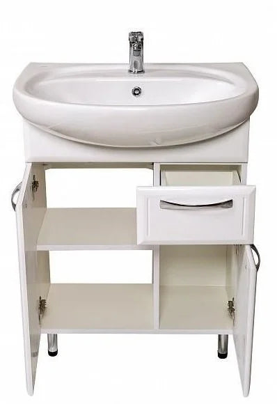 Mobilier de baie pe pardoseală cu sertar Decor, Alb