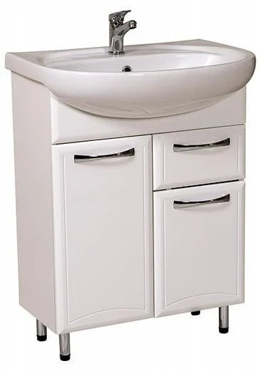 Mobilier de baie pe pardoseală cu sertar Decor, Alb