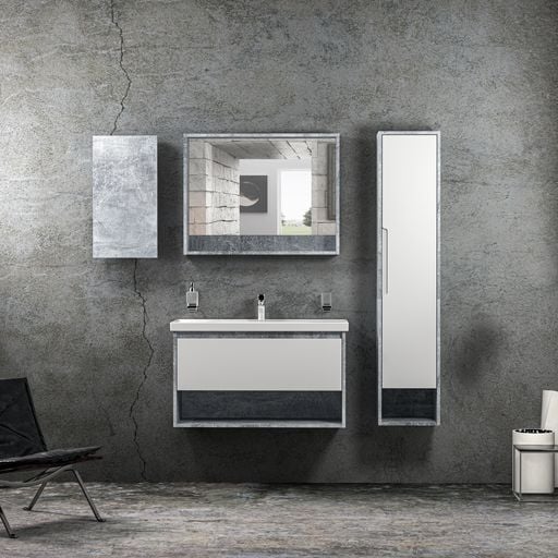 Mobilier de baie suspendat Edda, Beton