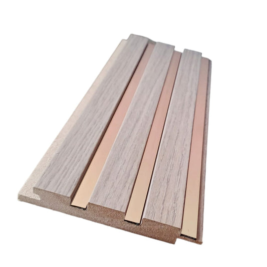 Panou Riflaj Decorativ Mdf, Night Oak & Cupru