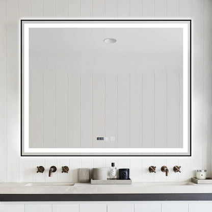 Oglindă Baie LED 100x80 cm cu functie Dezaburire și Ceas ,J142