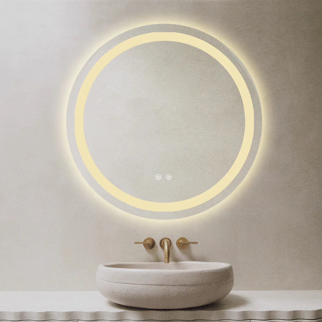 Oglindă Baie LED rotundă 70 cm cu functie Dezaburire  ,J105