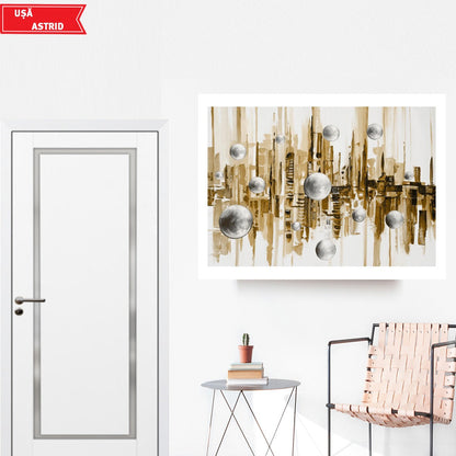 Ușă de interior ASTRID White silk mat,cu sticlă mată