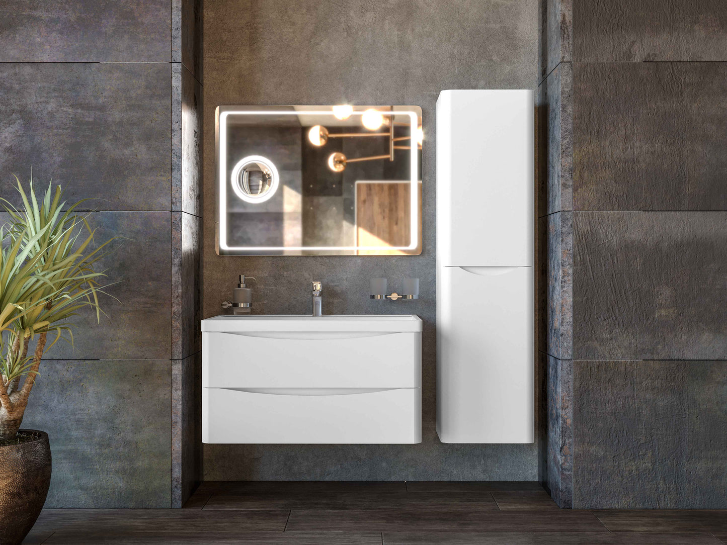 Mobilier de baie suspendat Vista, Alb